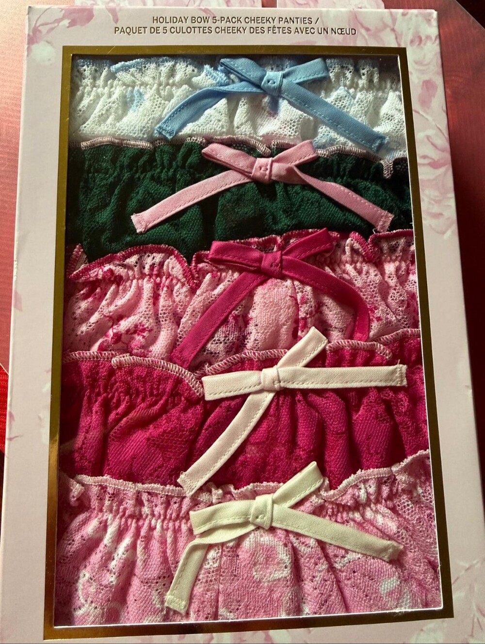 PINK Victoria's Secret Lace Cheeky Panty Set - Pink, Red, Green, Cream, White